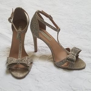 I.N.C. Reese Rhinestone Champagne Bow Heels